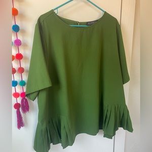 Eloquii Pleated Top Green